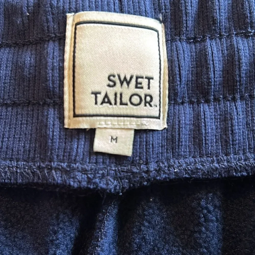 NEW Swet Tailor Mens Navy Blue Stretch Fleece Joggers